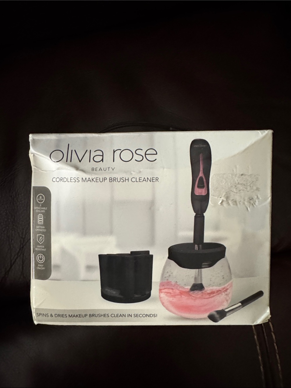 Olivia Rose Cordless Makeup Brush Cleaner in Black and Pink Accents